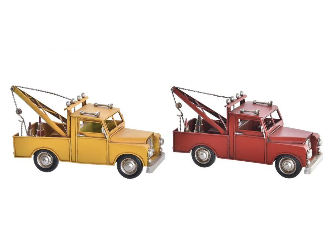 Auto con gru decorazione in metallo 25,5x11x12 in 2 modelli assortiti