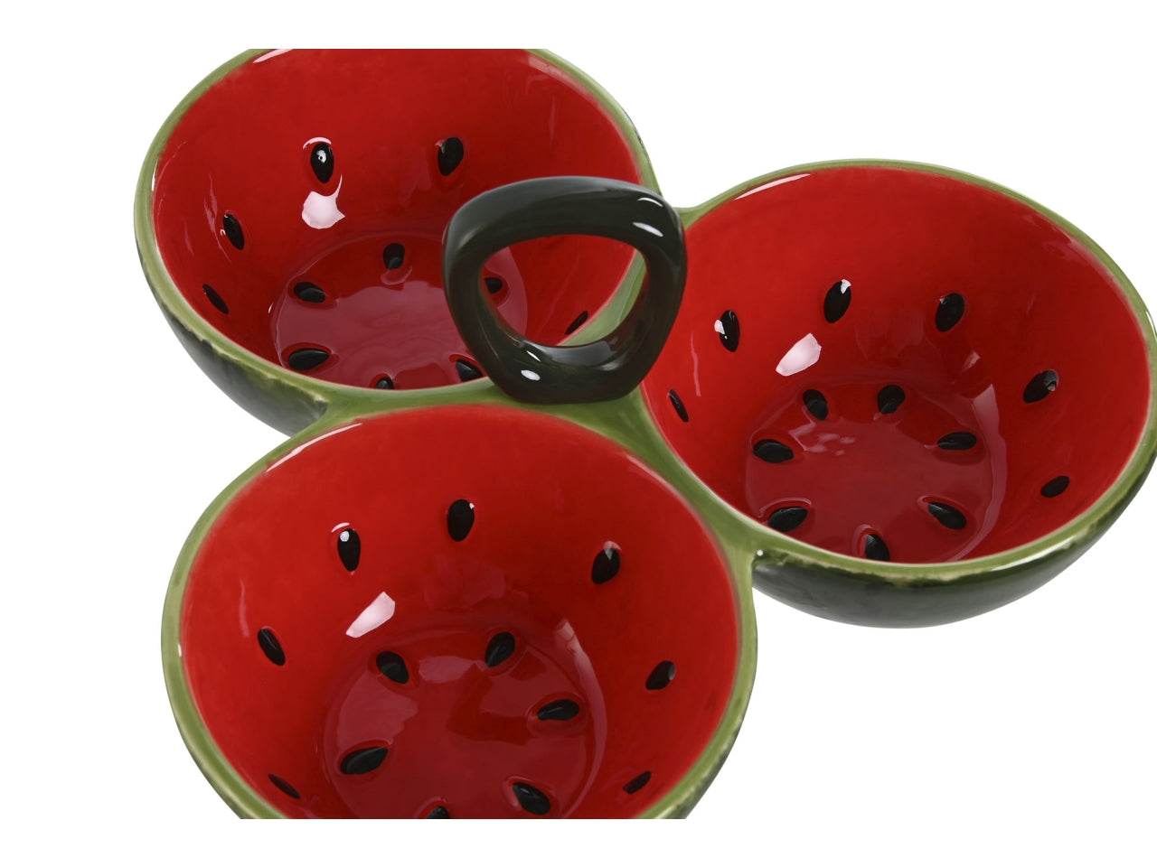 Set ciotola anguria verde in gres porcellana composto da 3 ciotole 23x22x10,5cm