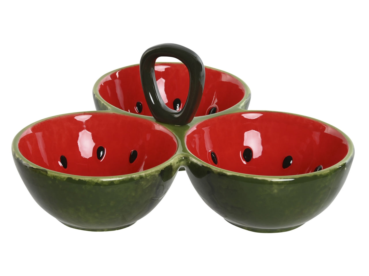 Set ciotola anguria verde in gres porcellana composto da 3 ciotole 23x22x10,5cm