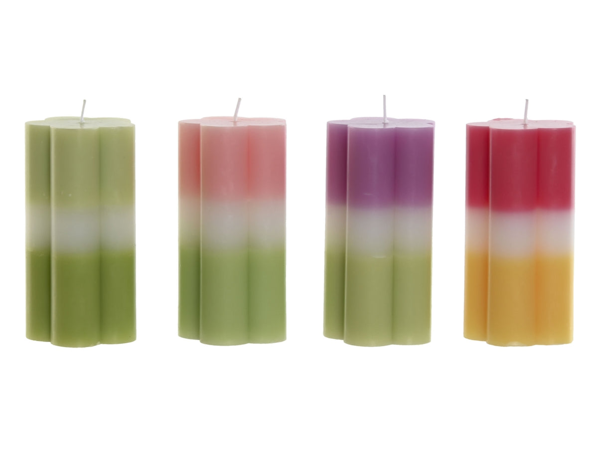 Candela cera a forma di fiore 470gr 7x7x14cm multicolore $