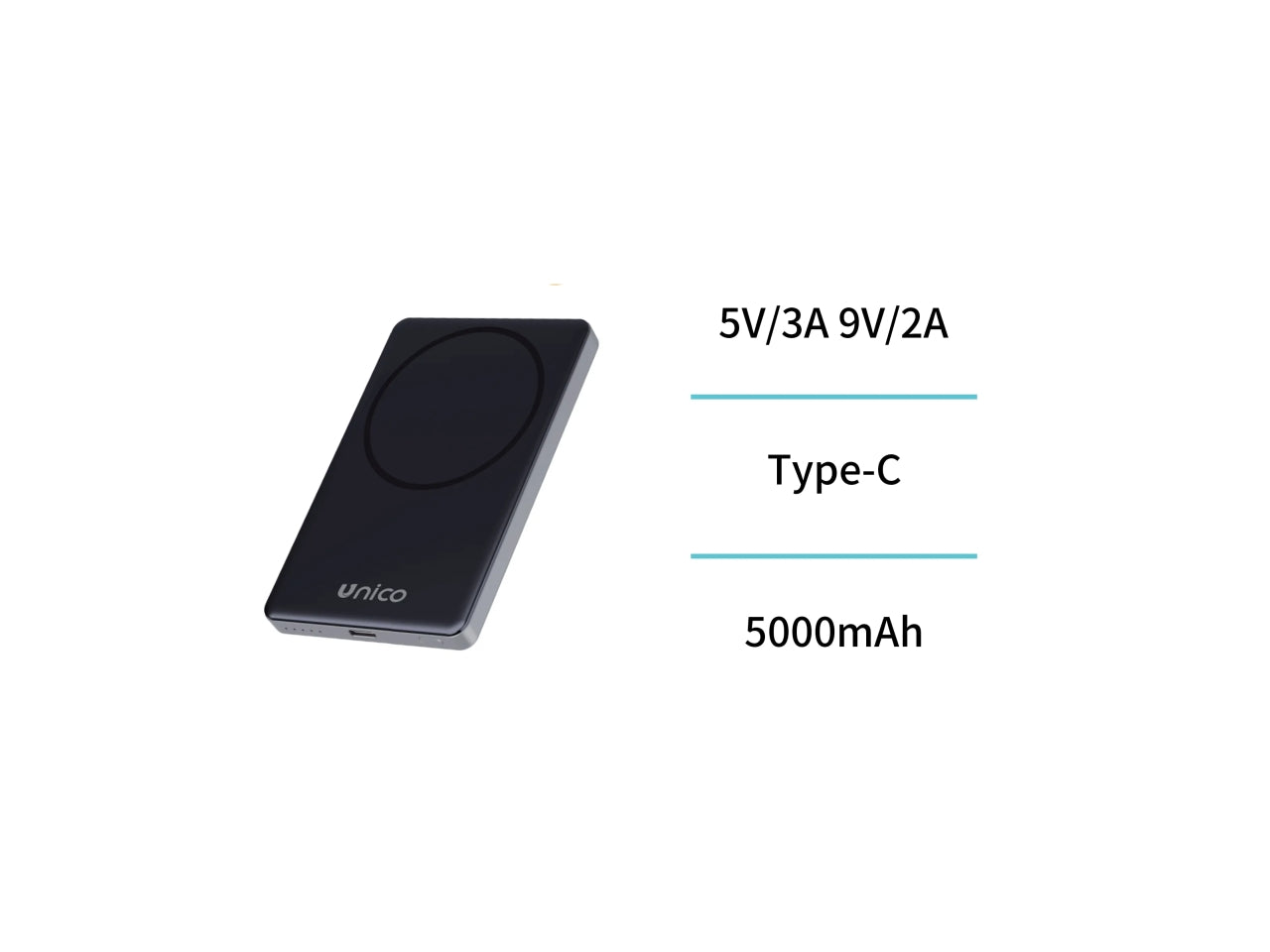 Power bank magnetico wireless con ricarica rapida da 5000 mAh