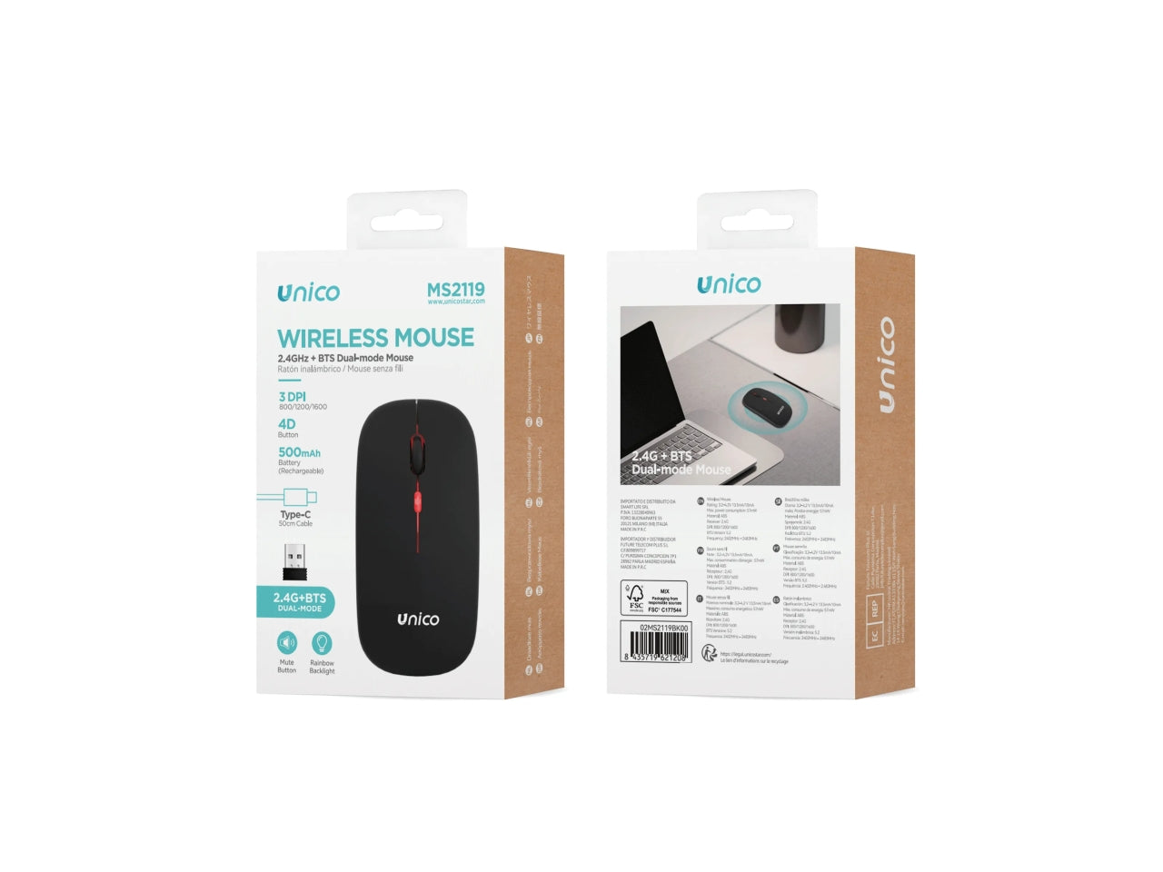 Mouse luminoso 4D a doppia modalitÃ