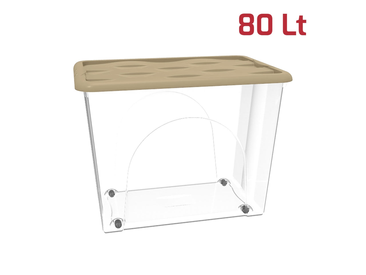 Storage box dune 80lt trasparente con ruote e coperchio disponibile in vari colori