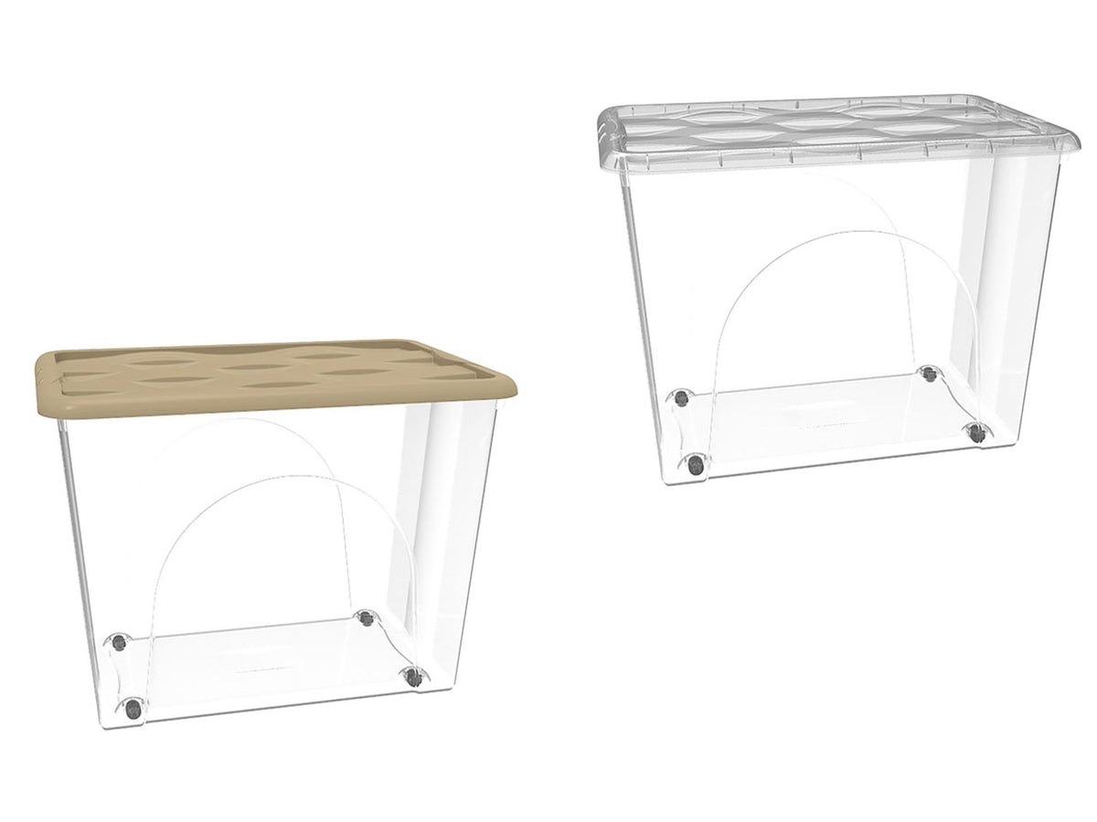 Storage box dune 80lt trasparente con ruote e coperchio disponibile in vari colori