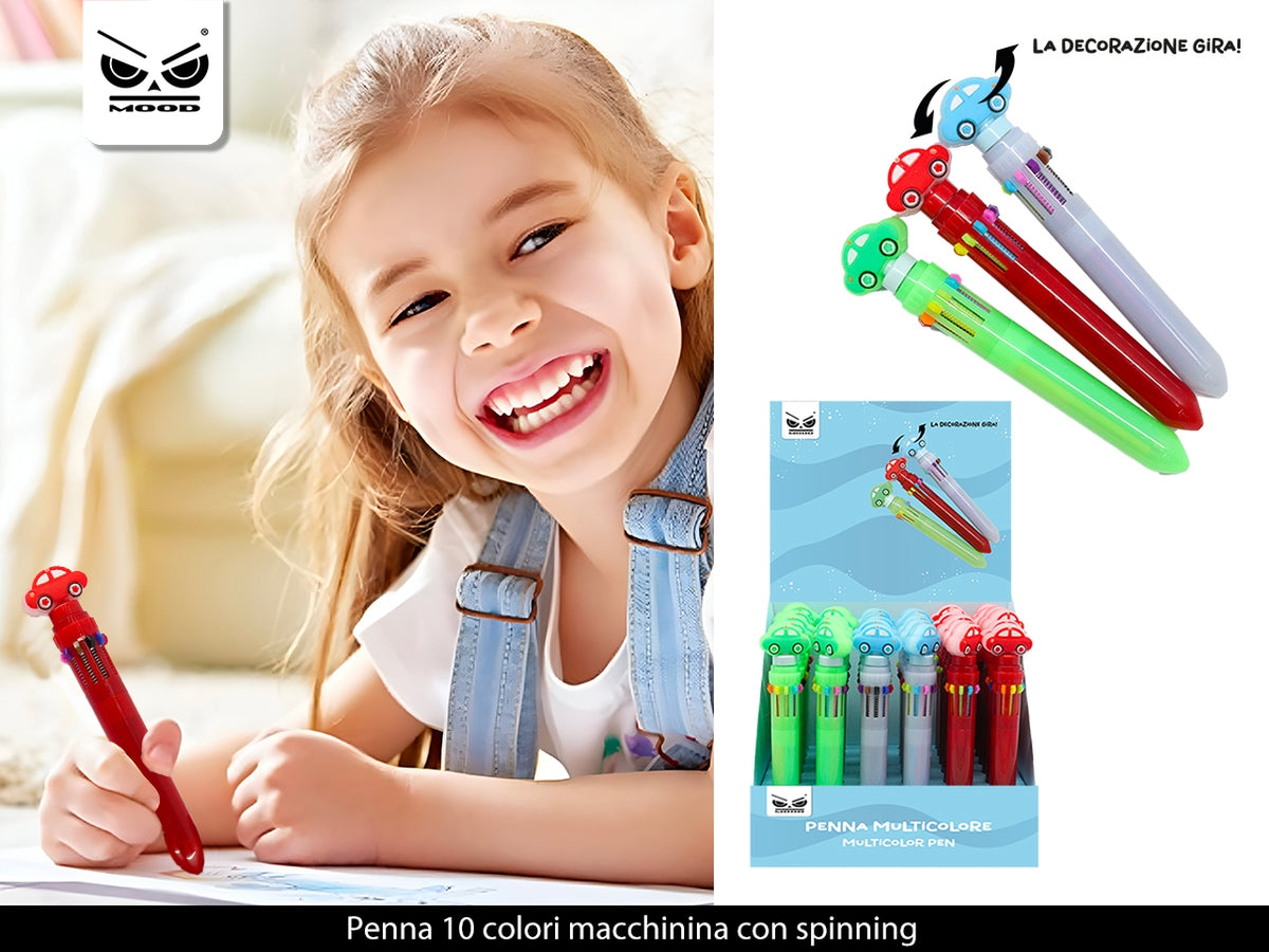 Penna 10 colori macchinina con spinning $