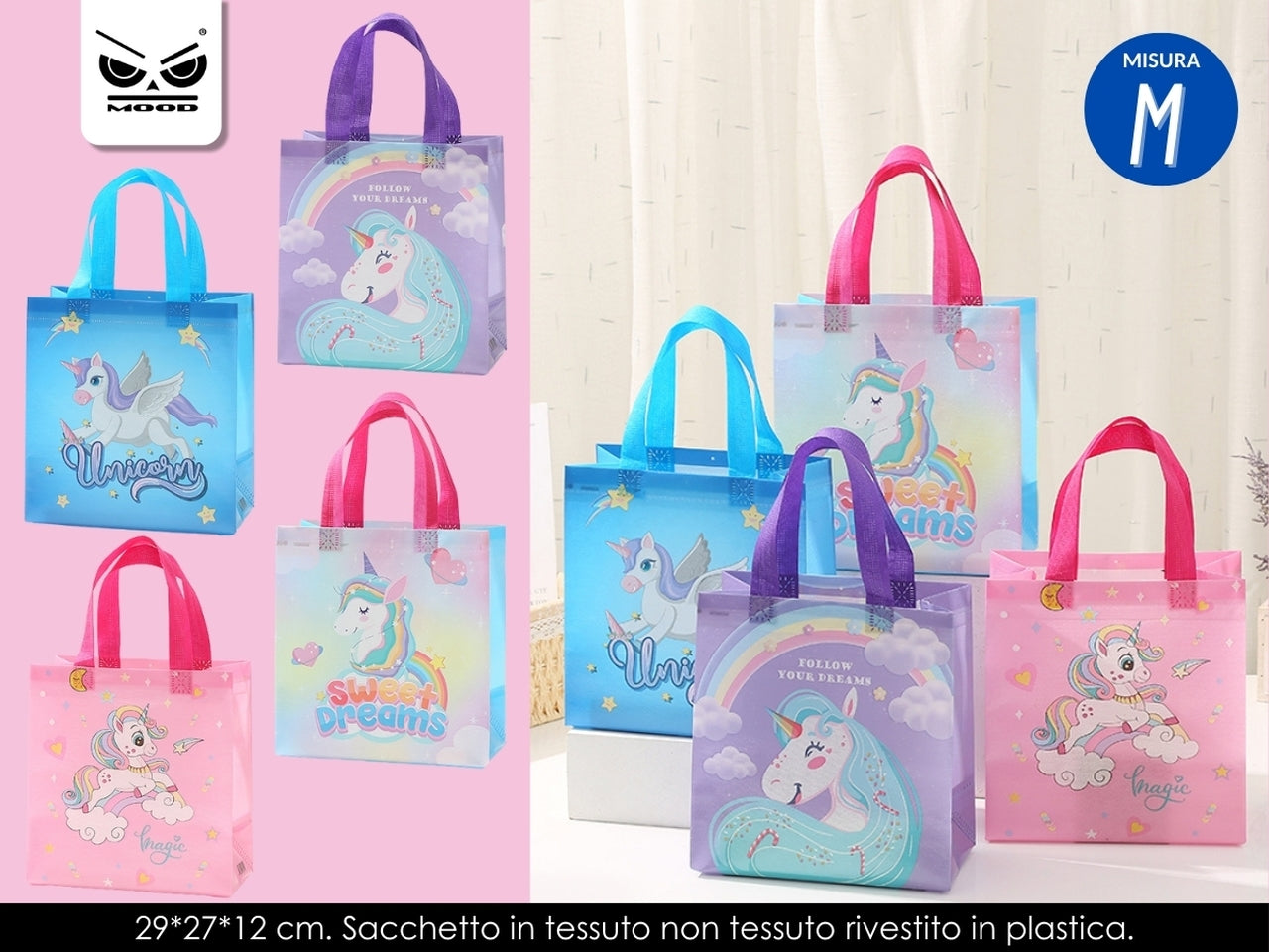 Sacchetto in tessuto unicorno misura medium