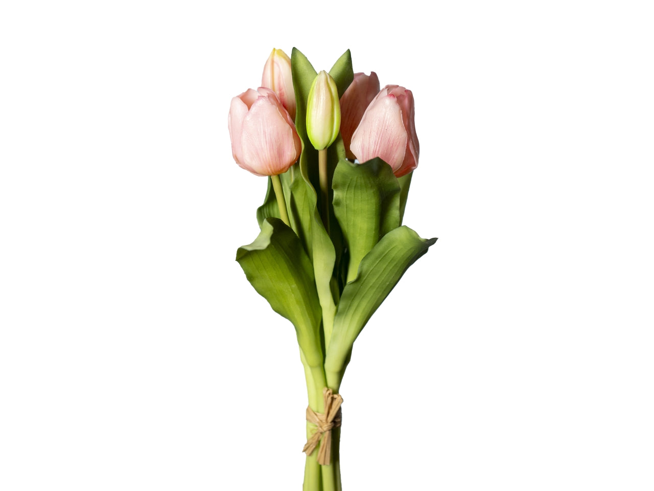 Mazzetto tulipani real touch 50cm con 3 fiori e 2 boccioli rosa