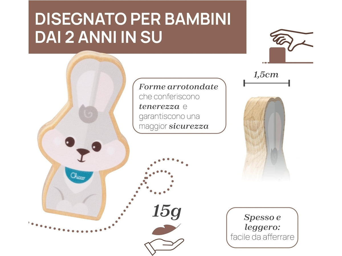 Chicco gioco legno set 2 conigli papa'
