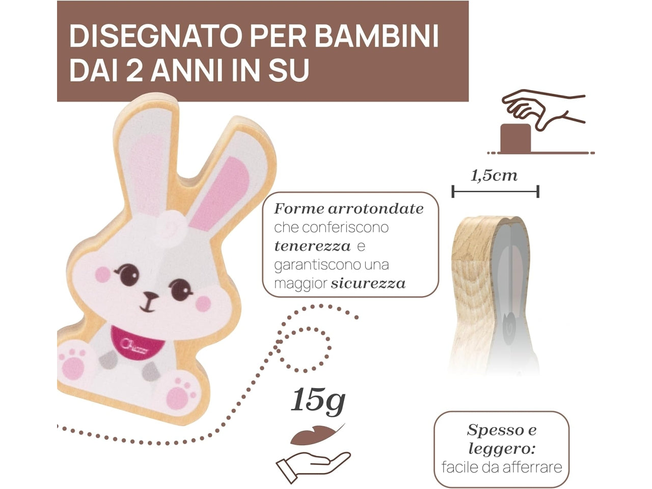 Chicco gioco legno set 2 conigli mamma