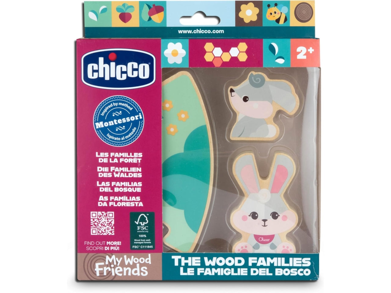 Chicco gioco legno set 2 conigli mamma
