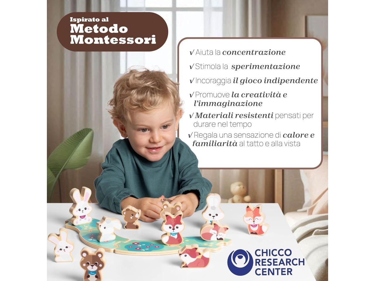 Chicco gioco legno set 2 orsetti papa'
