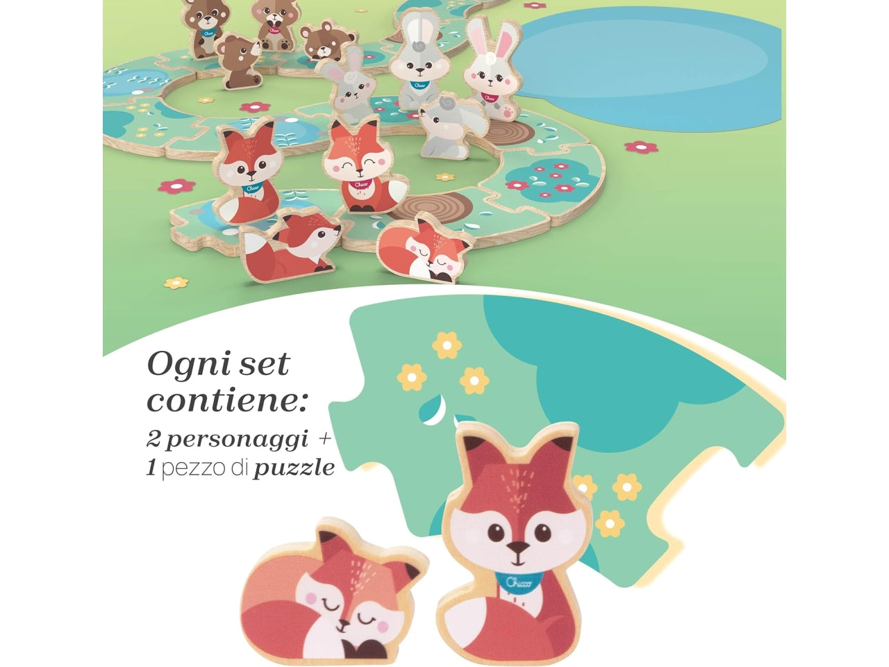 Chicco gioco legno set 2 volpi papÃ