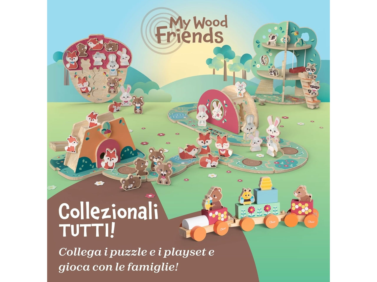 Chicco gioco legno set 2 volpi papÃ