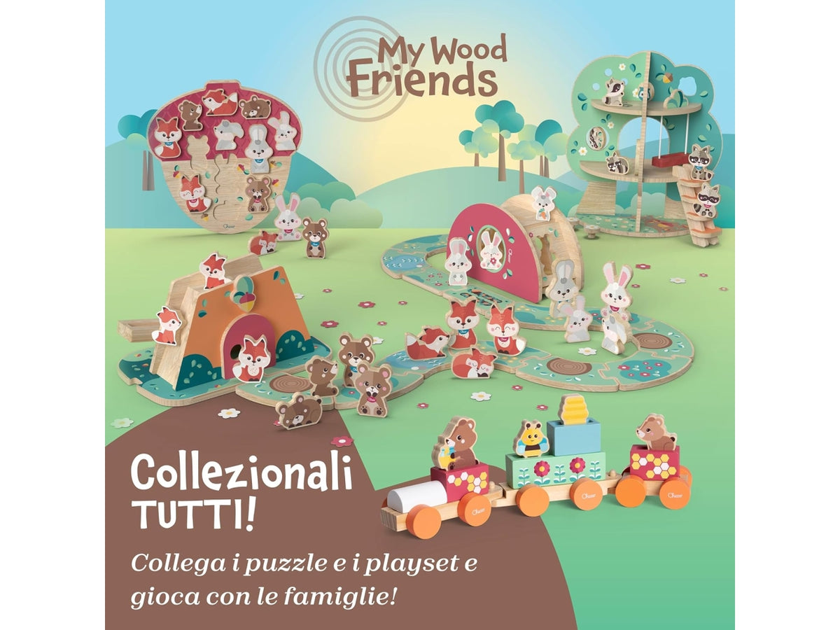 Chicco gioco legno set 2 volpi mamma