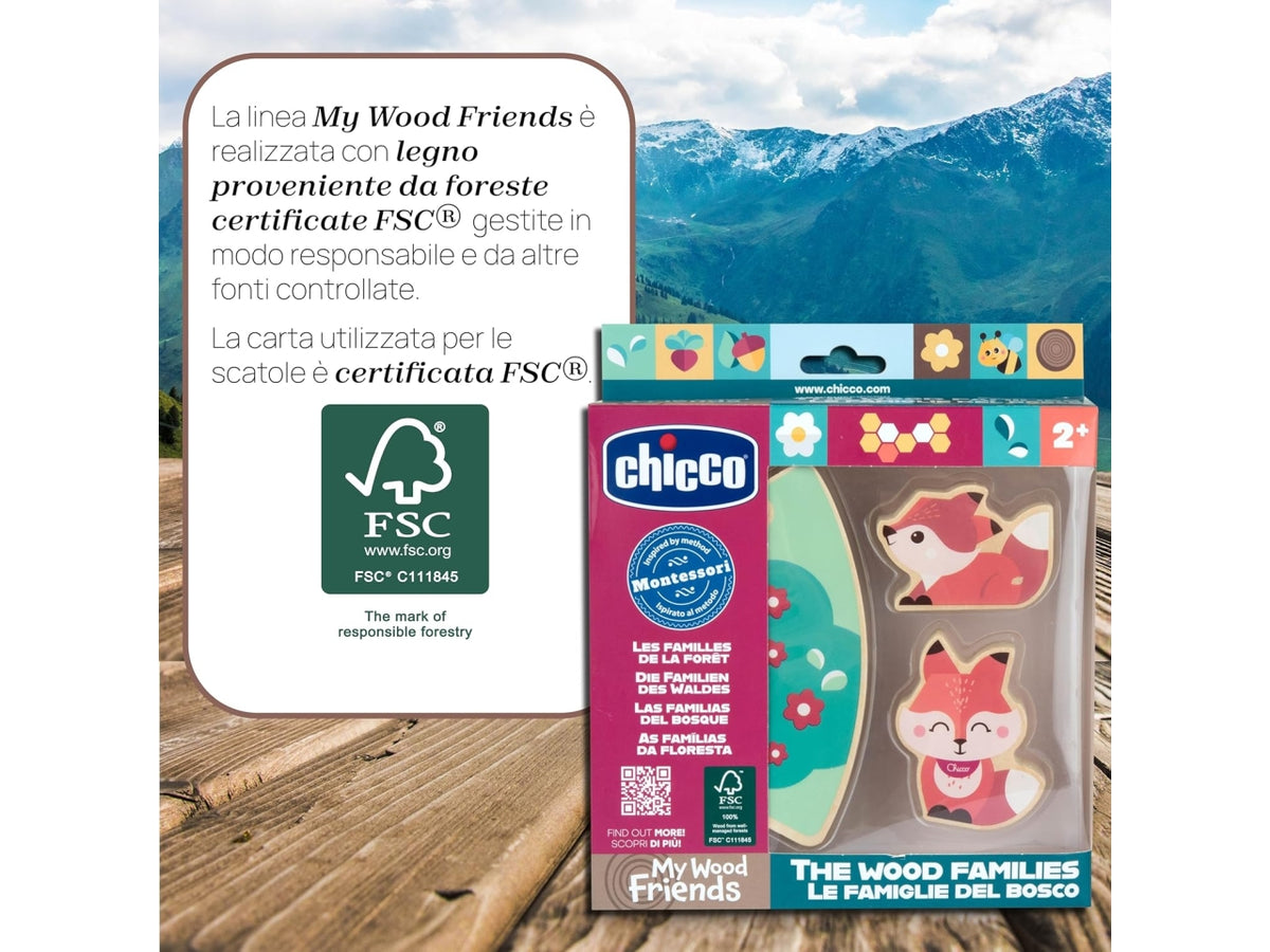 Chicco gioco legno set 2 volpi mamma