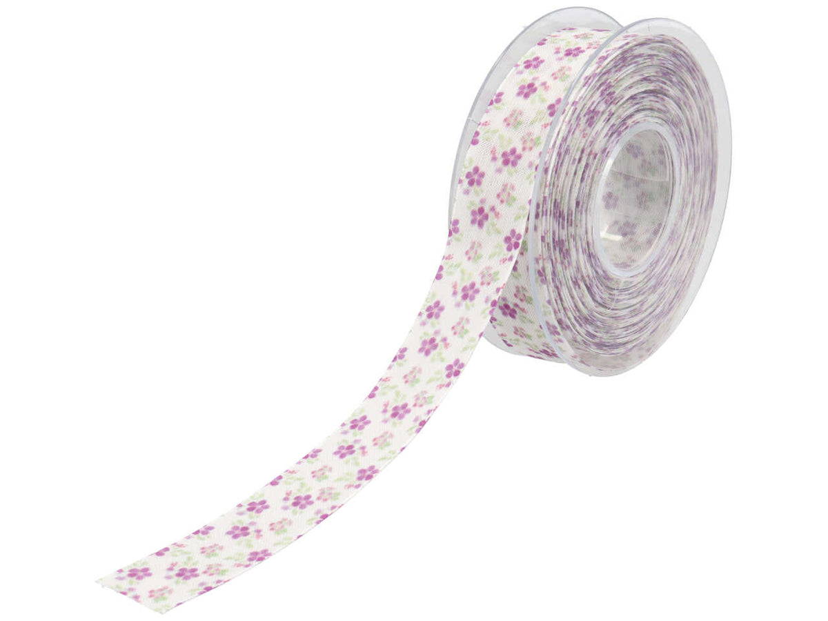 Nastro henry fiorellini lilla 25mmx15mt bianco