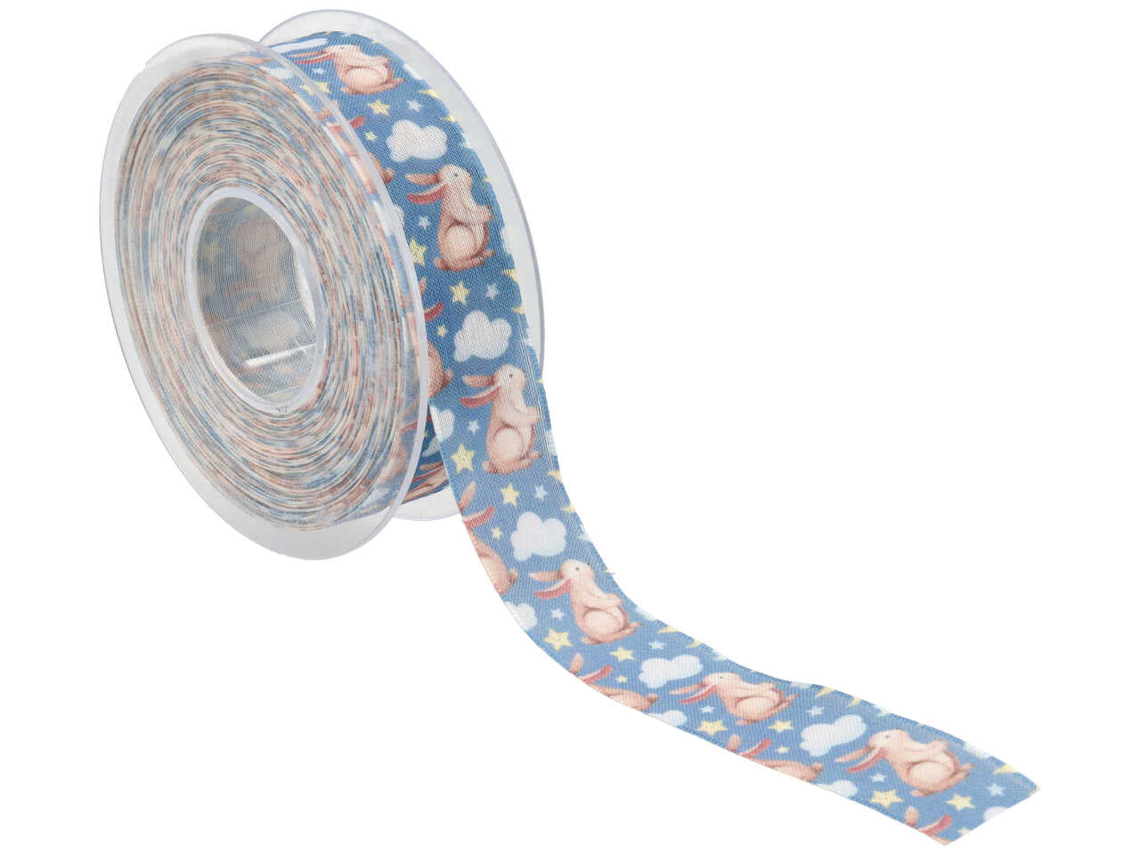 Nastro henry coniglietto azzurro 25mmx15mt panna