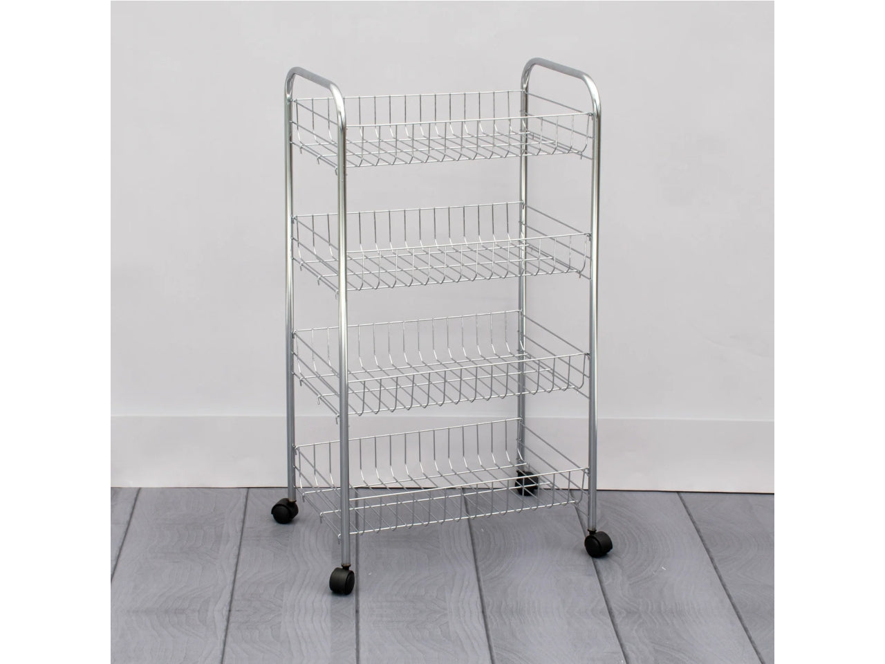 Carrello 4 piani con ruote 41x27xh.76cm cromato