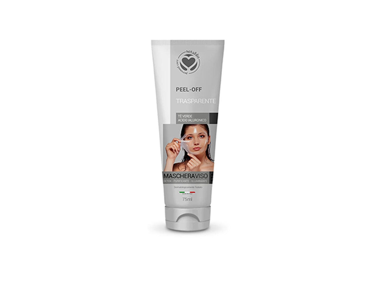 Maschera viso pee-off trasparente al tè verde e acido ialuronico 75ml