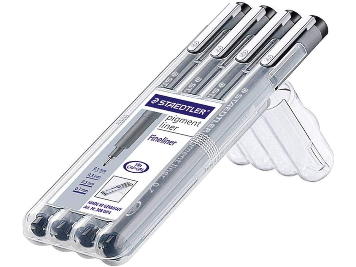 Finerliner pigment liner penne ad inghiostro pigmentato set da 4 pezzi nero