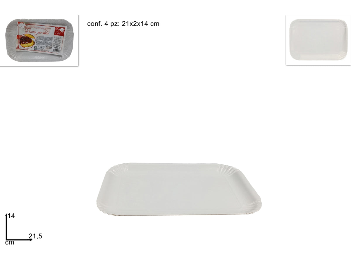 Set di 4 vassoi bianchi 14x21,5cm