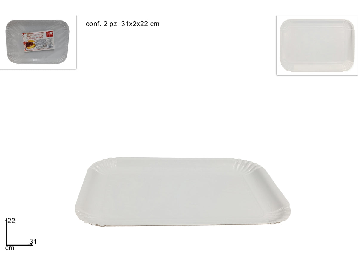 Set di 2 vassoi bianchi 22x31cm