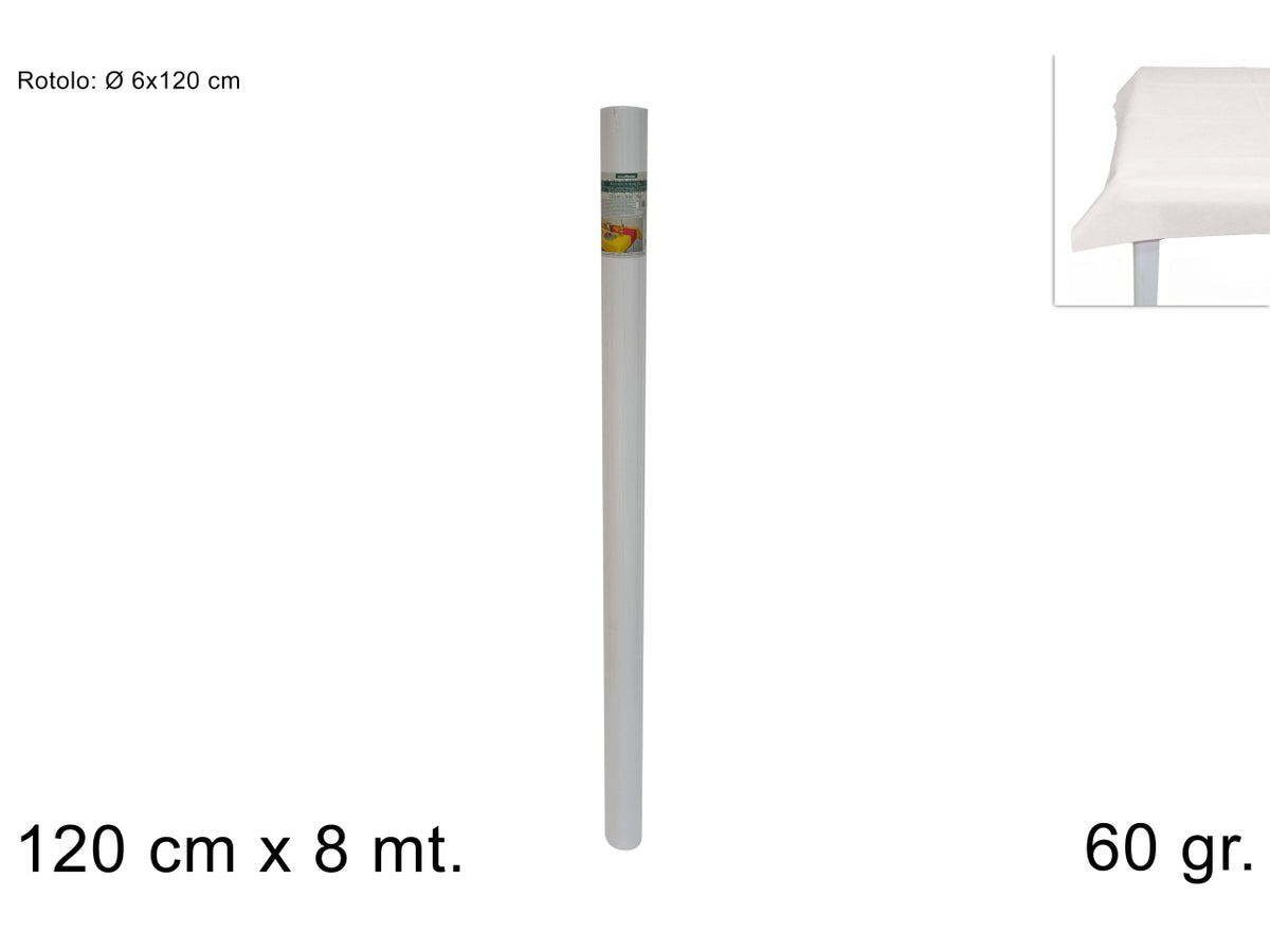 Tovaglia a rotolo in tnt 120cmx8mt 60gr bianco