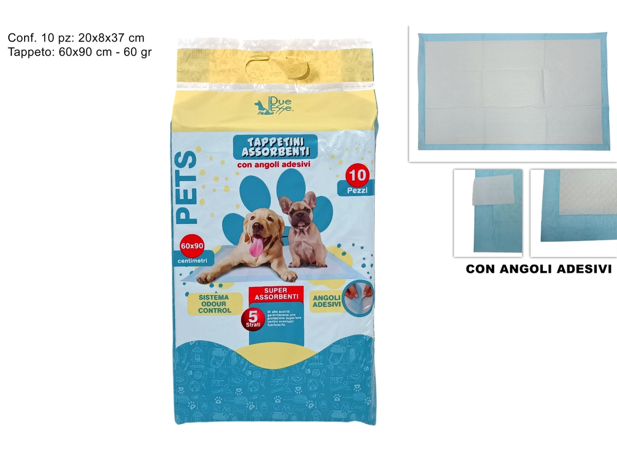 Confezione da 10 tappetini igienici per animali 60x90 60gr