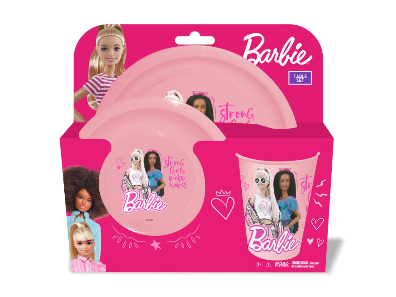 Barbie gift set piatto piano + piatto fondo + bicchiere