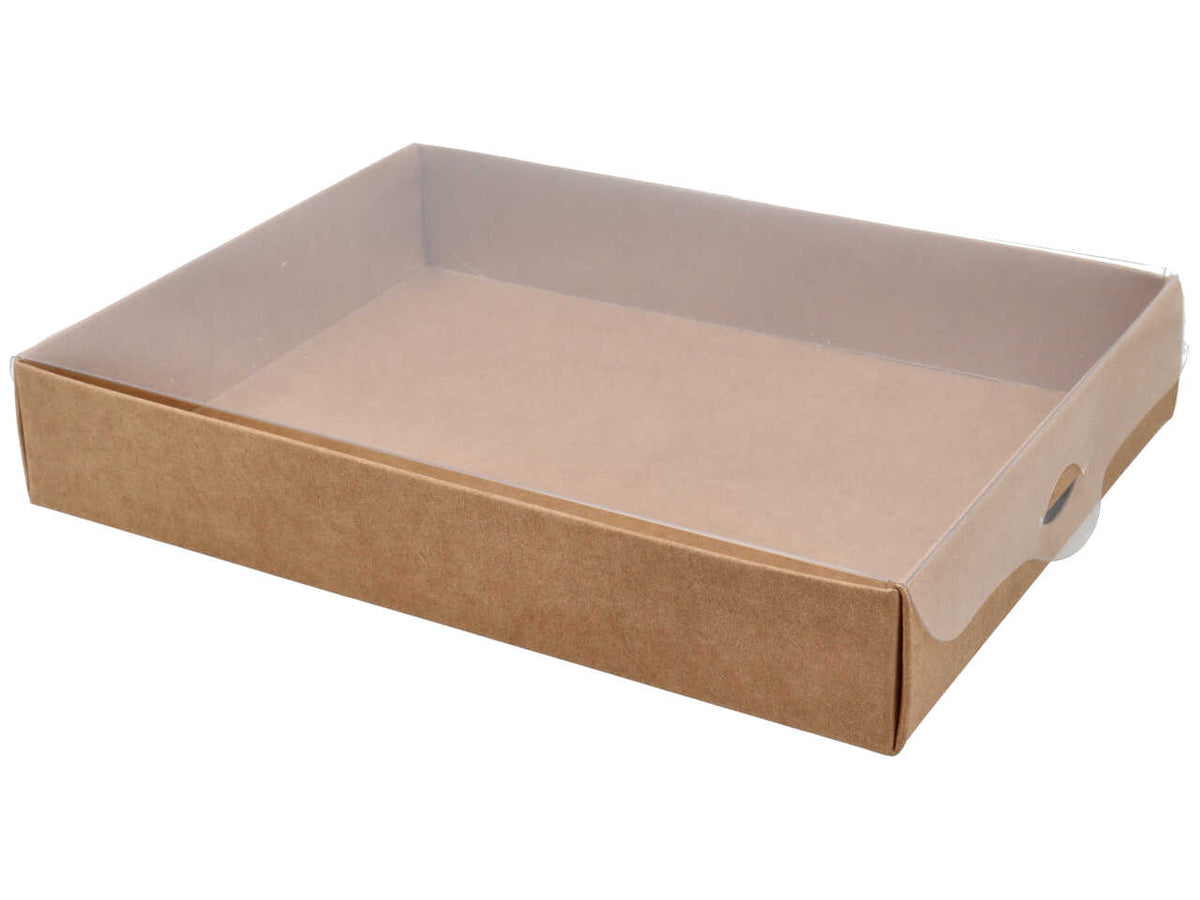 Scatola avana dolcezze con coperchio trasparente 20x15x3,5cm
