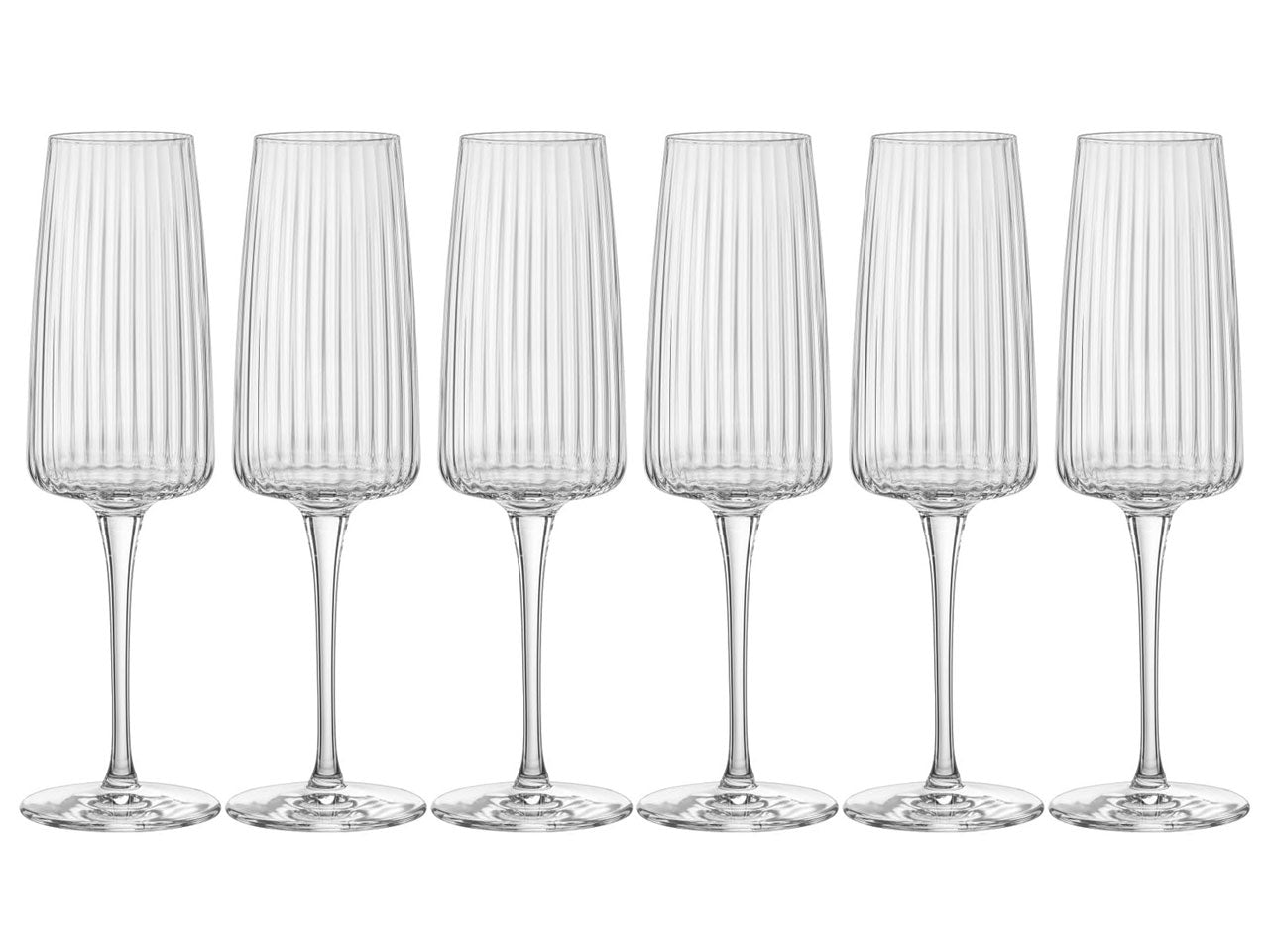 Exclusiva prosecco 6 bicchieri in vetro rigato 25,5cl 6,8xh.22,5cm