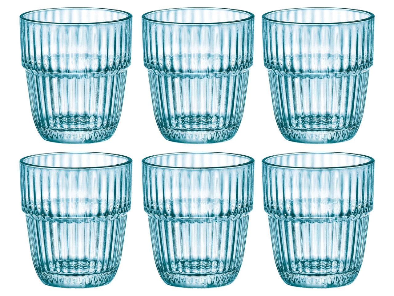 Bicchiere in vetro Barshine rocks ice da 30cl, set 6 bicchieri azzurri