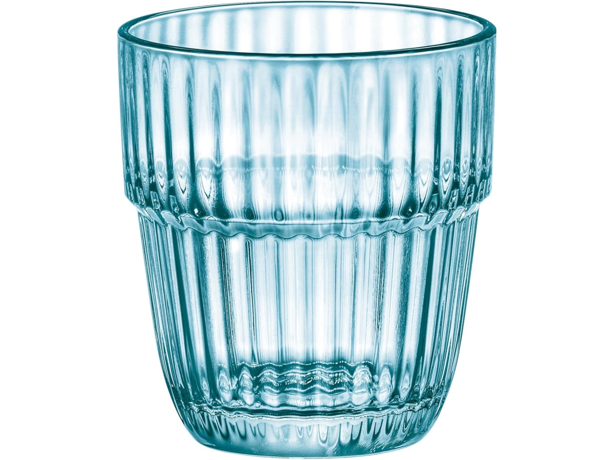 Bicchiere in vetro Barshine rocks ice da 30cl, set 6 bicchieri azzurri