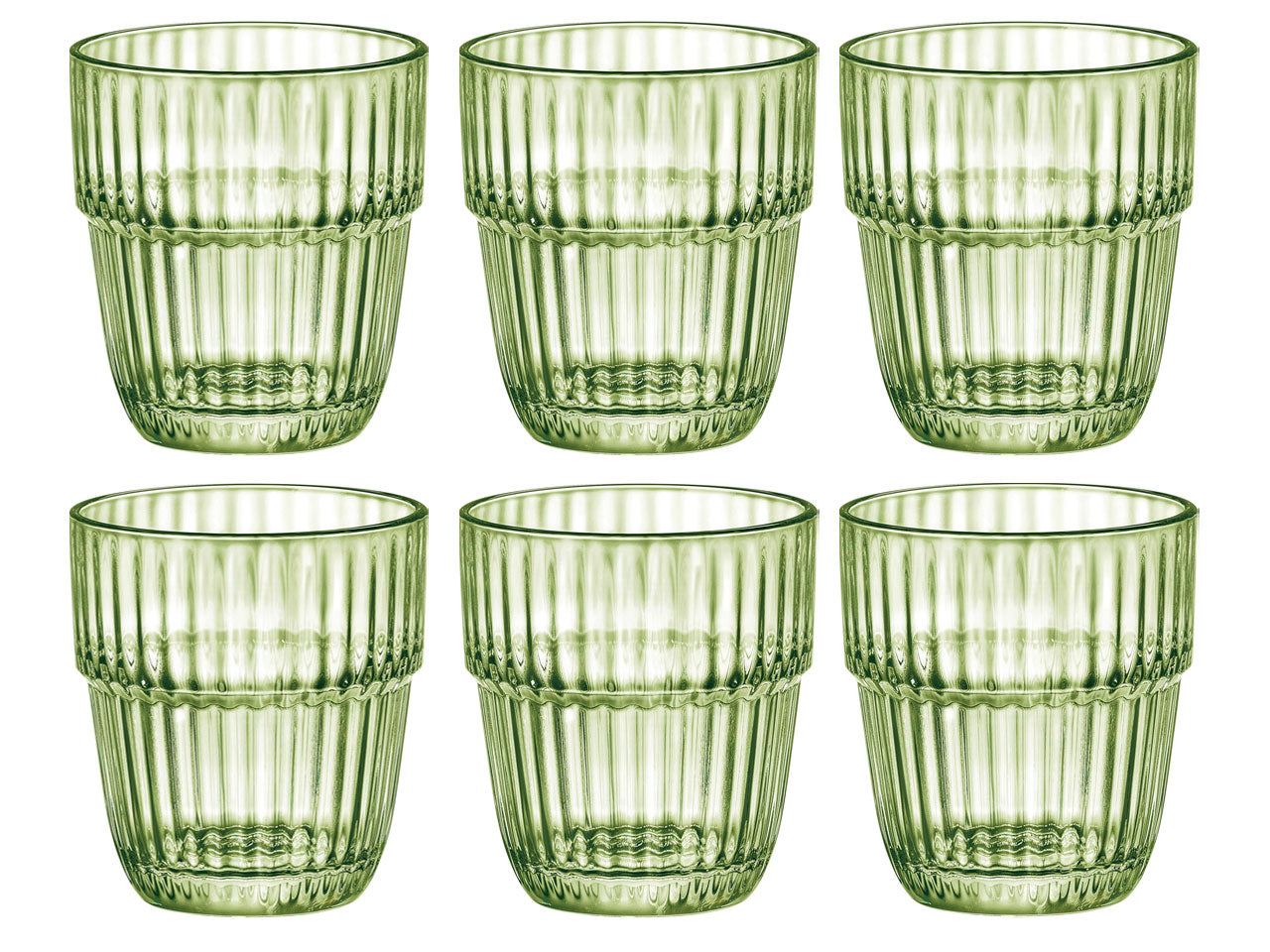 Bicchiere in vetro Barshine rocks mint da 30cl, set 6 bicchieri verdi