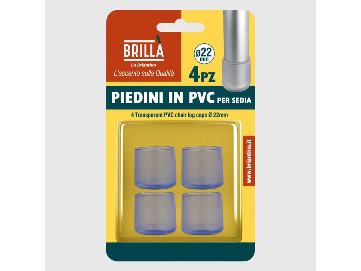 Piedini trasparenti in pvc per sedie set da 4 piedini d.22mm