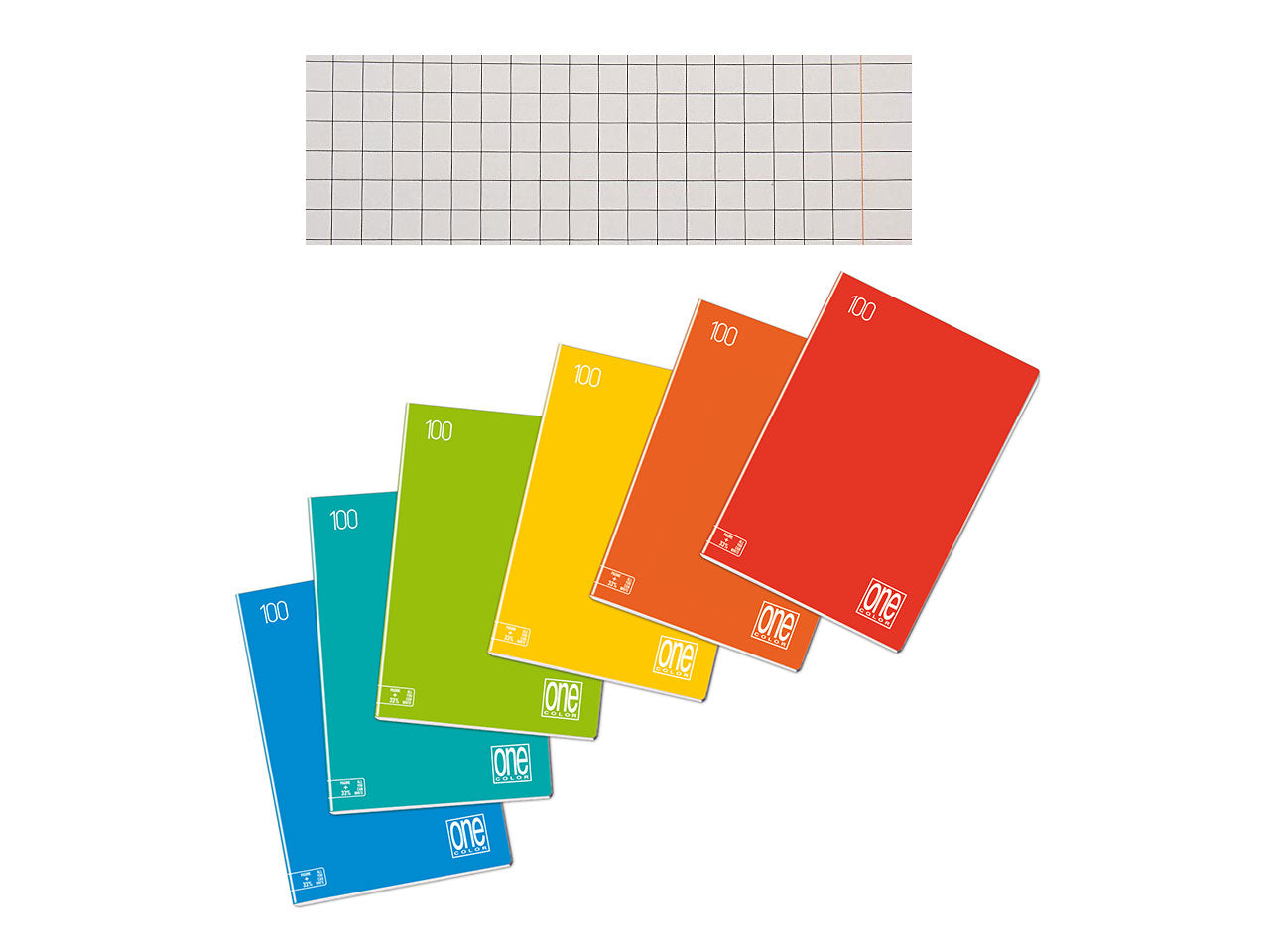 One color maxi quaderno 100g rigatura Q con margine alta fogliazione 24+1, 96 facciate con copertina 240g confezione da 10 pezzi colori assortiti