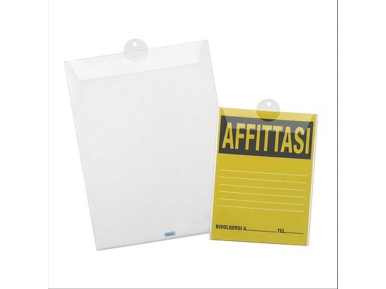 Busta trasparente porta avvisi con appendino 22x30cm in confezione da 10 pezzi