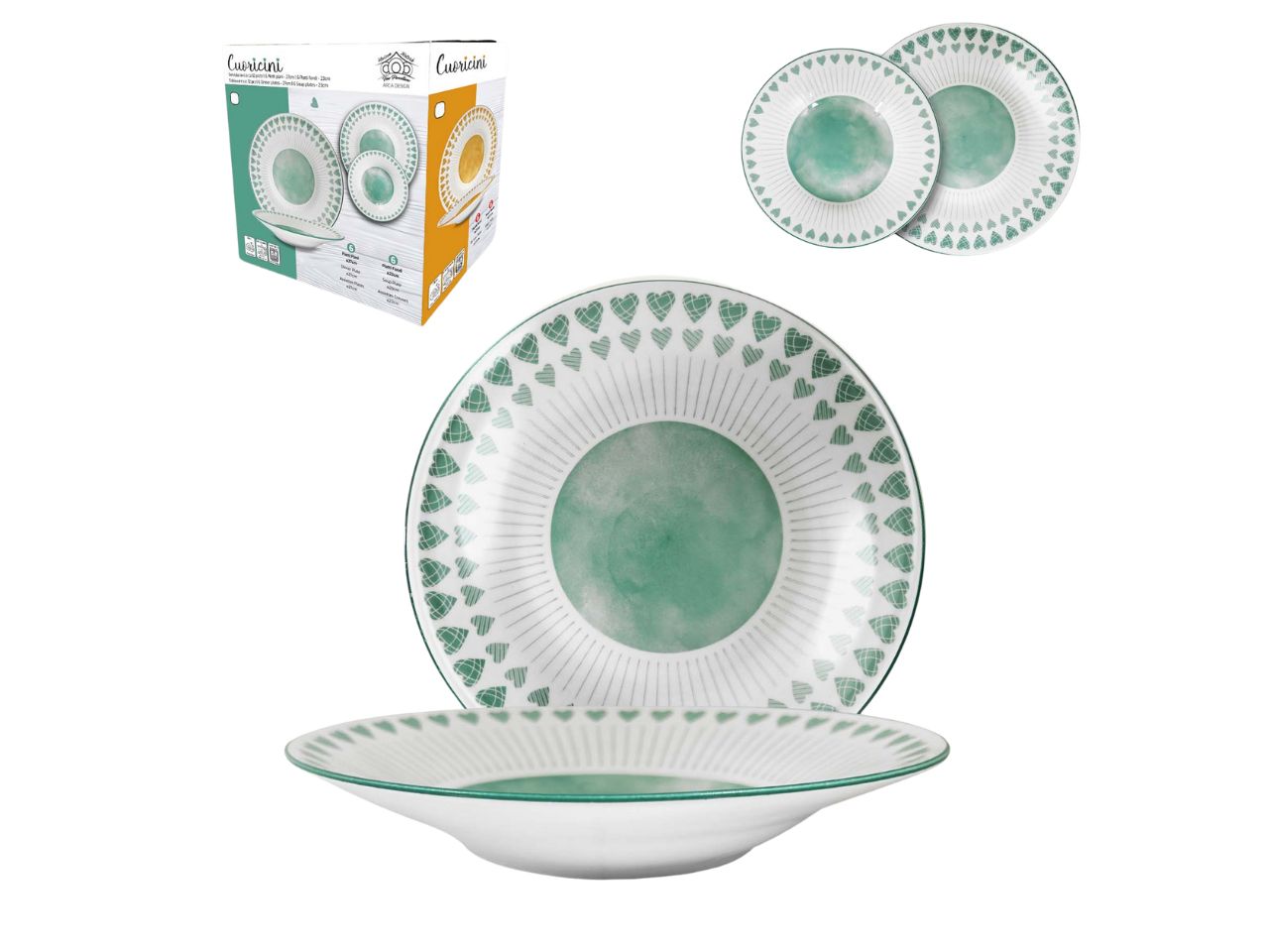 Servizio piatti 12PZ cuoricini Tiffany