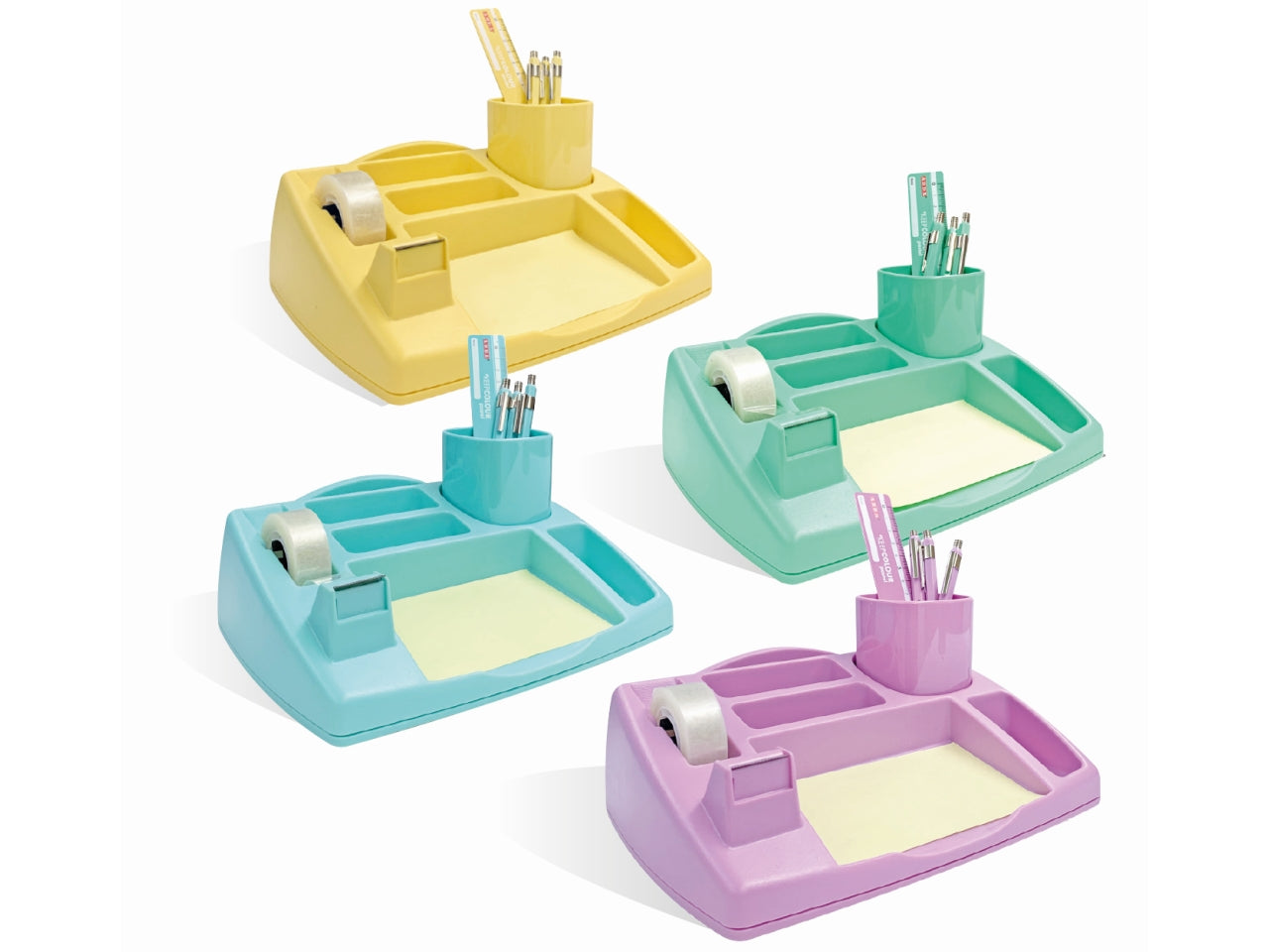 Oliver desk organizer con porta nastro adesivo, azzurro pastello
