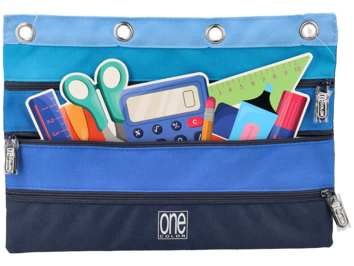 Tutto in uno astuccio 3 zip per copertine ad anelli blu