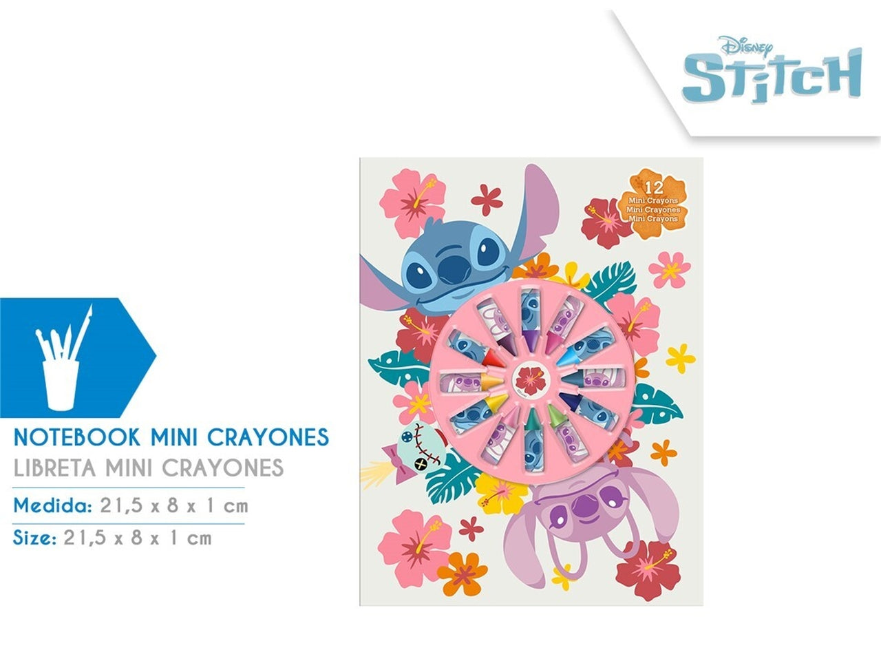 Stitch quaderno con 12 mini pastelli