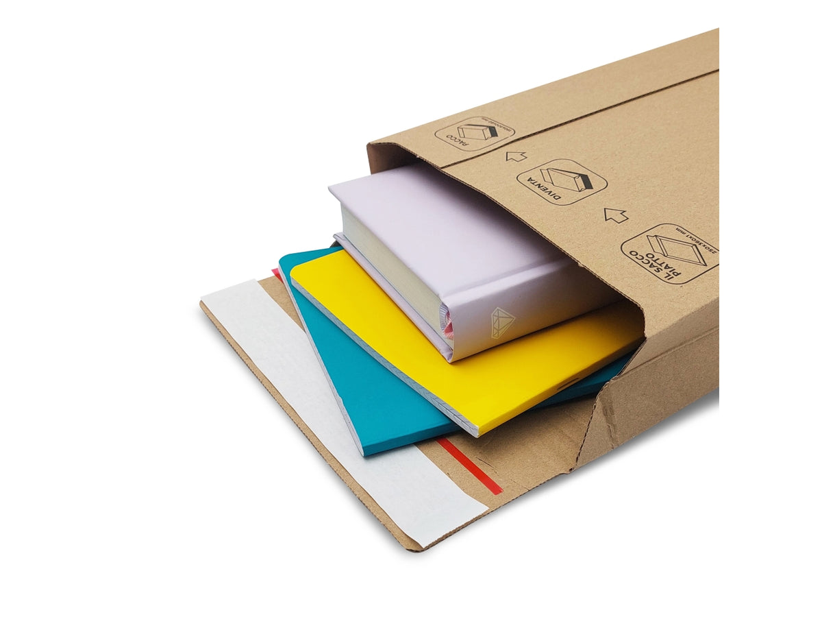 Sacchetti in cartone per spedizione SM4 con soffietto 23,5x34x6cm confezione da 25 pezzi