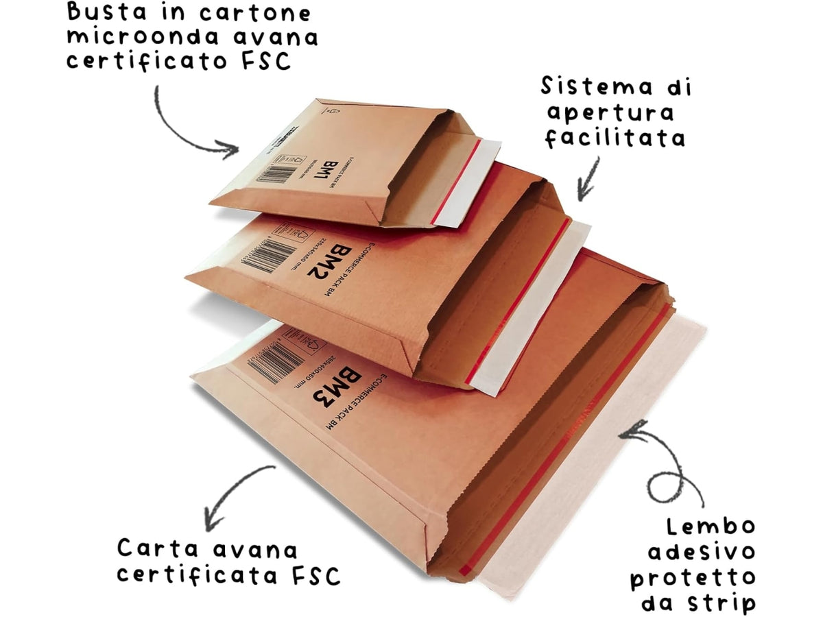 Sacchetti in cartone per spedizione BM2 23,5x34x6cm in confezione 25 pezzi