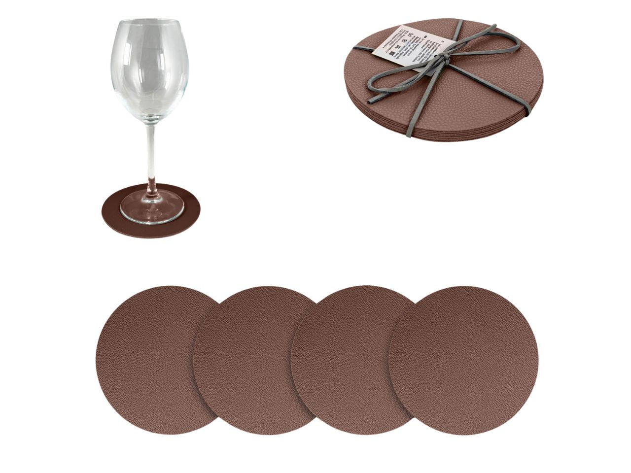 Sottobicchiere 4 pezzi semilpelle marrone