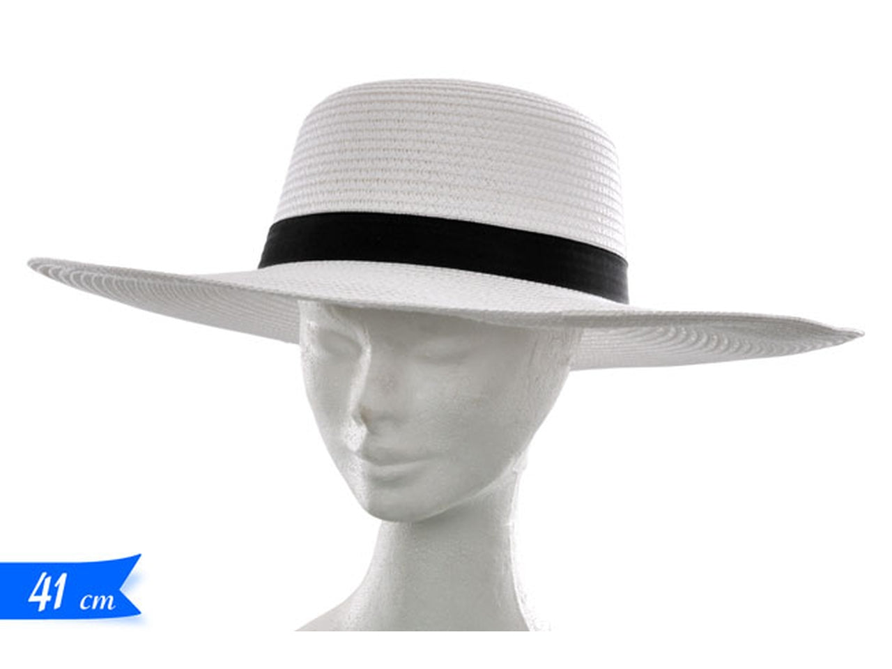 Cappello in paglia di colore bianco 41x10cm 440633