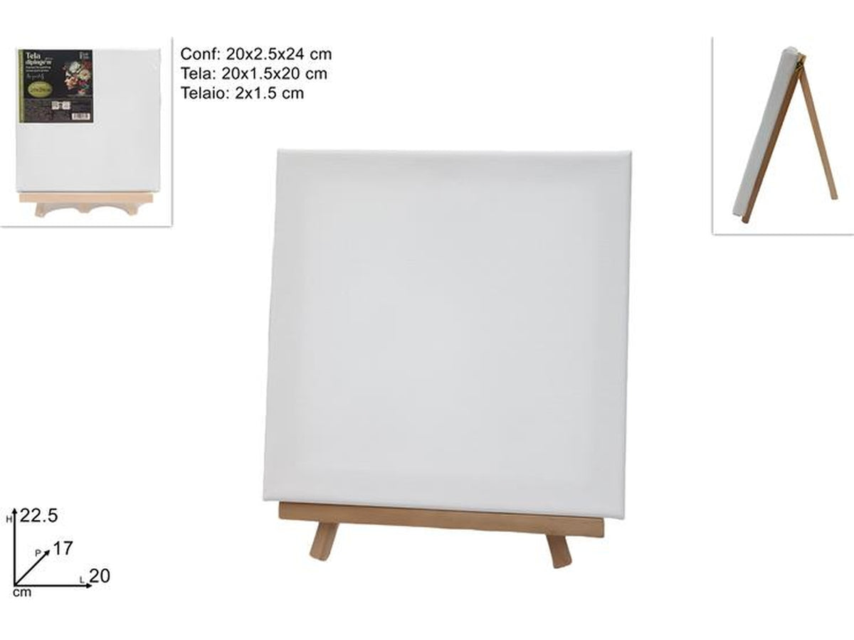 Tela 20x20cm con cavalletto in legno