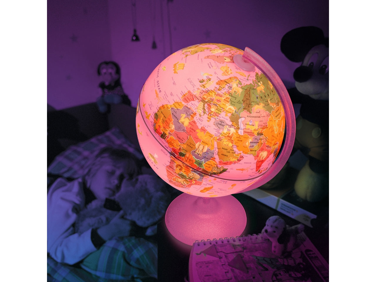 Mappamondo 25cm pink zoo