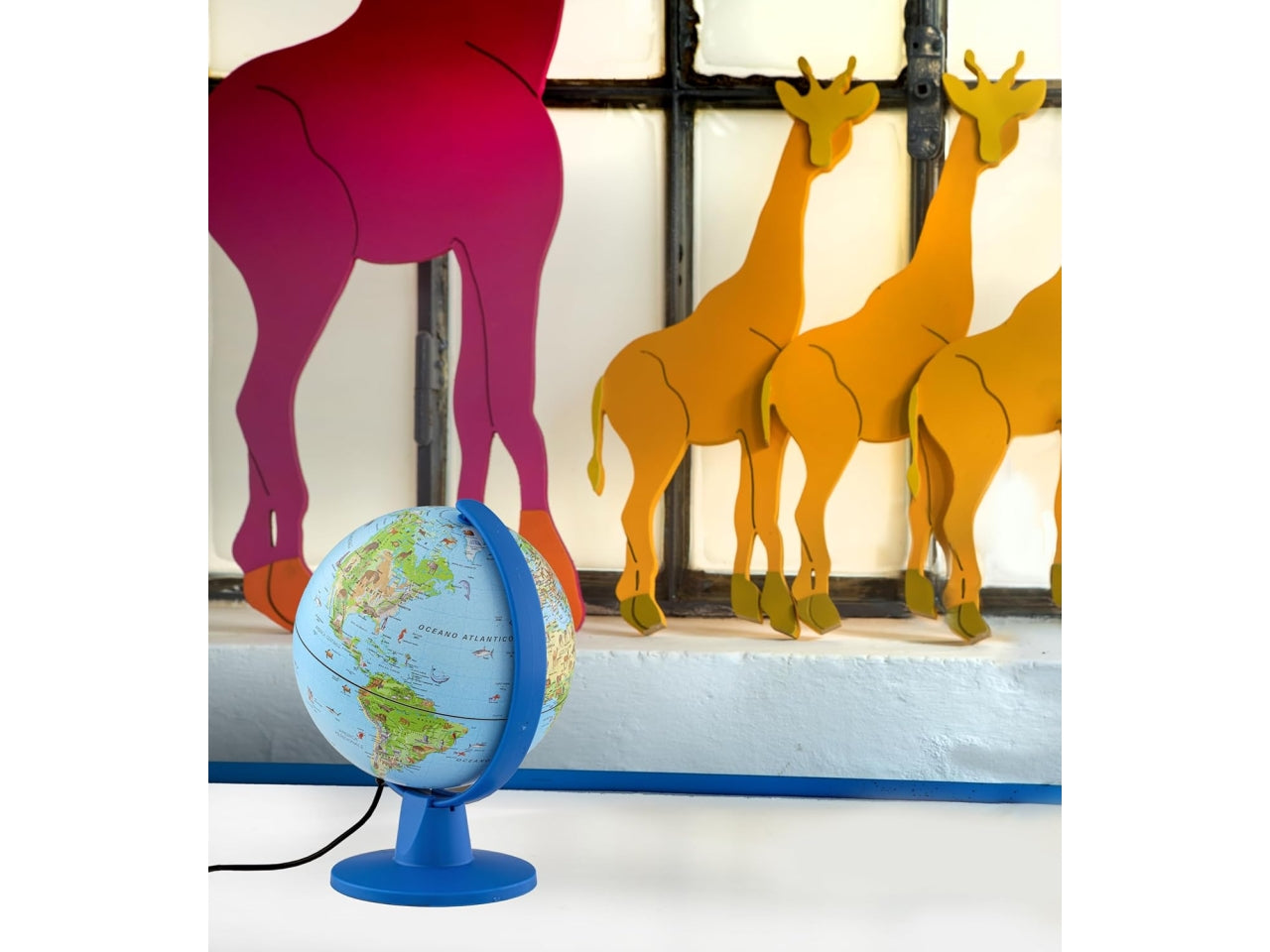 Mappamondo 16cm safari con luce 5v