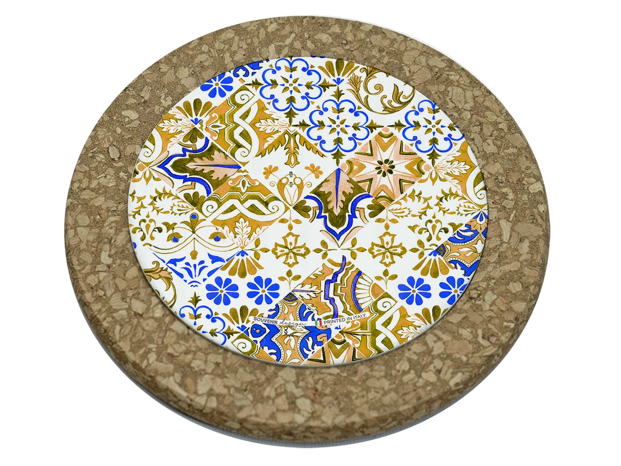 Tagliere tondo in sughero 10,5x10,5cm interno senape