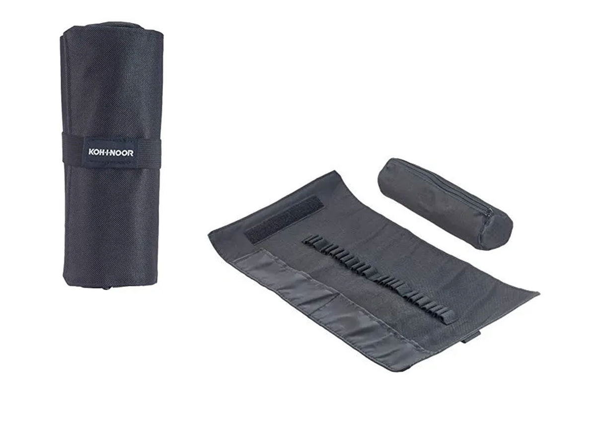 Astuccio arrotolabile vuoto con 24 scomparti nero